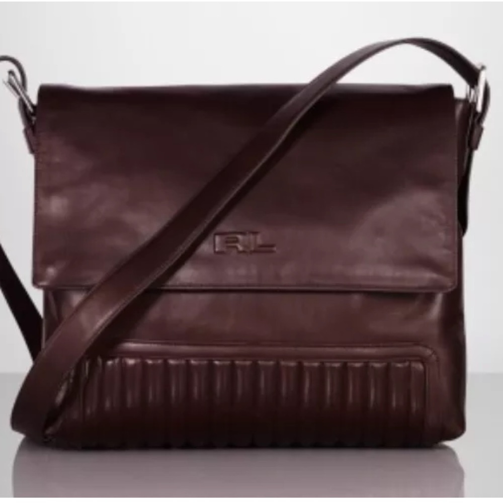 Ralph Lauren Black Label Leather Messenger Bag New